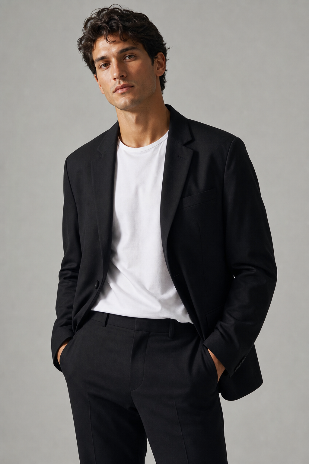 Male model in black blazer