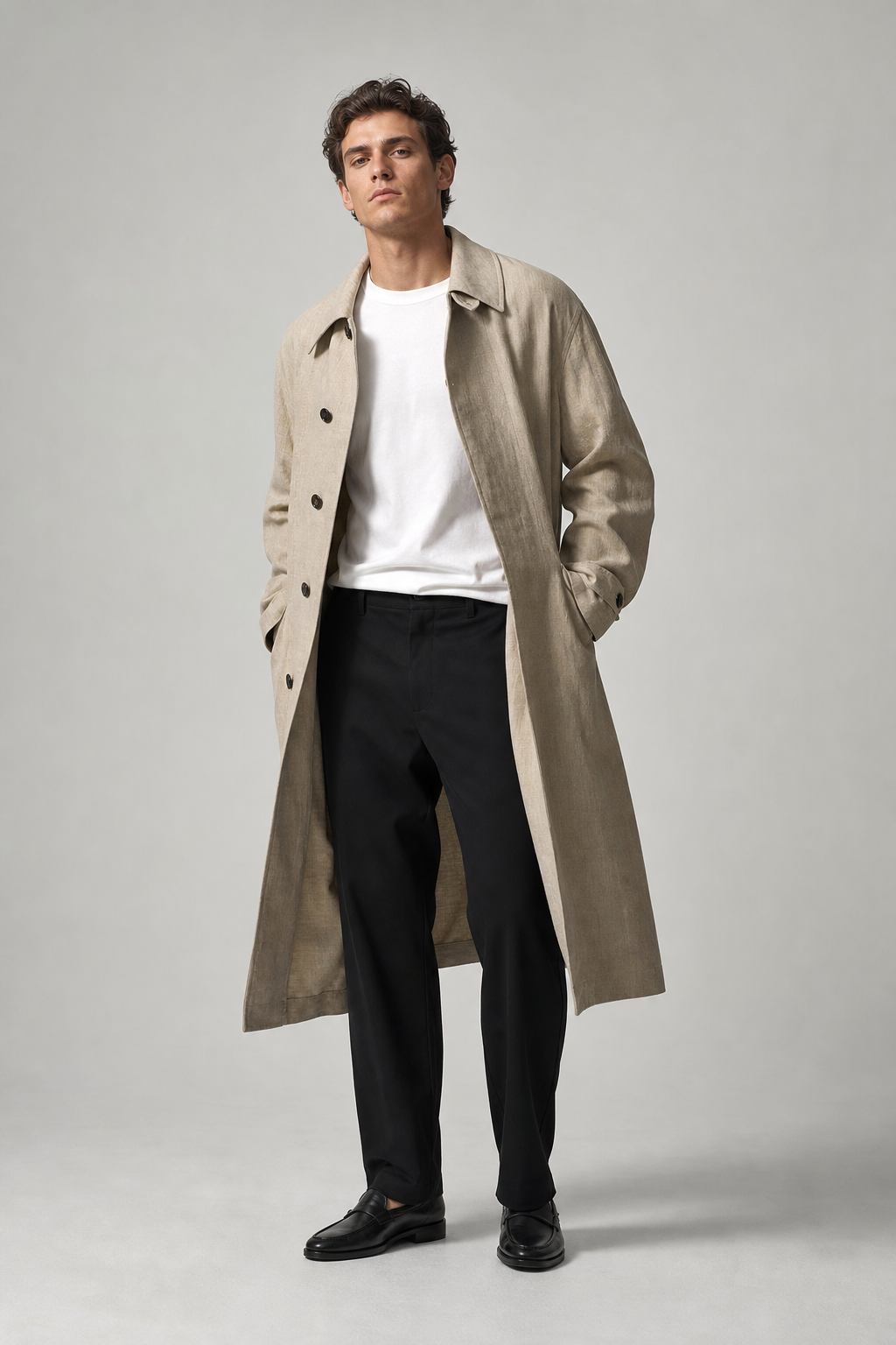 Linen trench coat